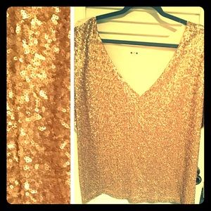 Three Dots gold sequin top